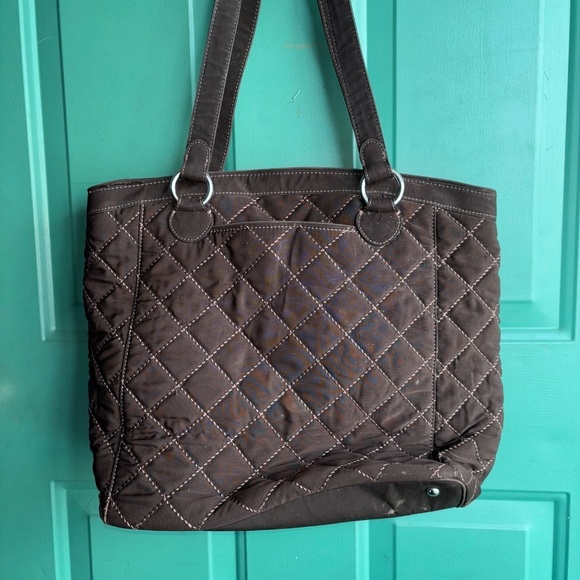 Vera Bradley quilted brown tote handbag great condition - Picture 7 of 8
